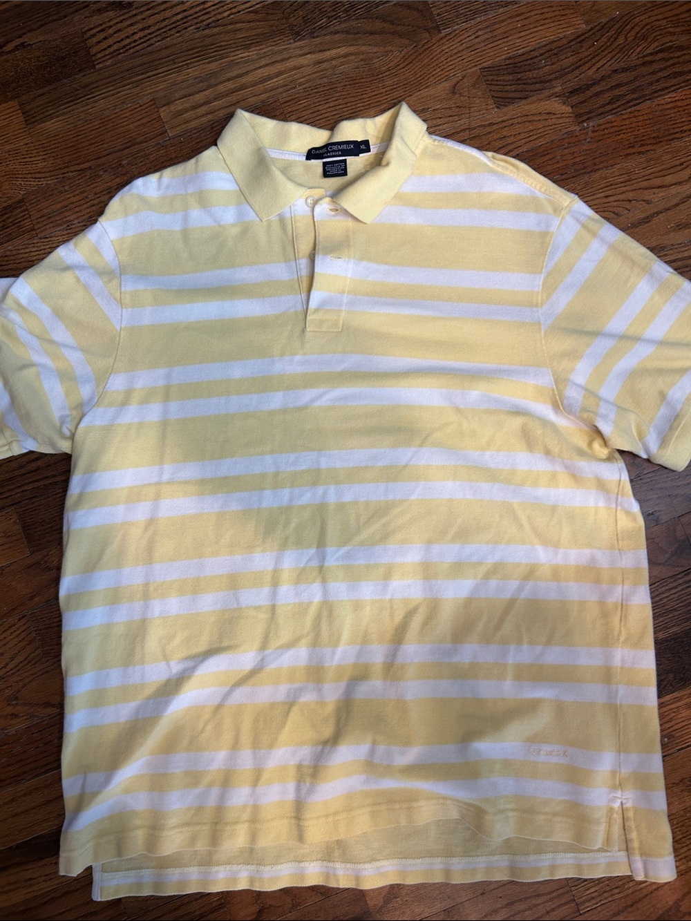Daniel Cremieux Pale Yellow and White Striped Polo